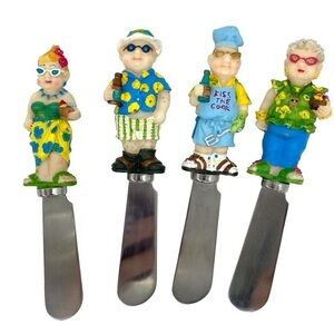 Vintage Boston Warehouse Kiss The Cook BBQ Cheese Dip Spreader Set of 4